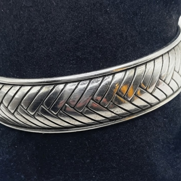 Brighton Silver Plated Wheat Weave Wide Bangle (Stamped) - Picture 2 of 5